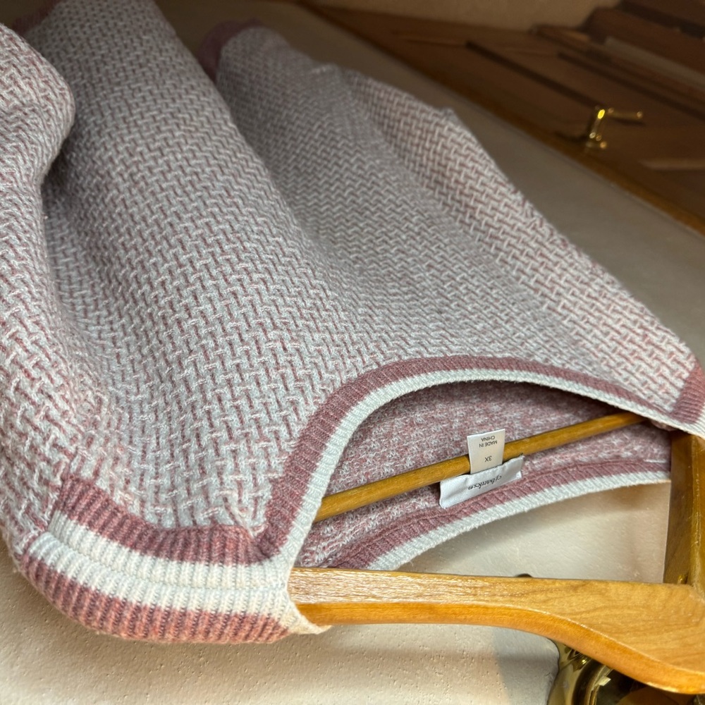 CJ Banks Pink and Cream Crew Neck Sweater - Picture 5 of 5